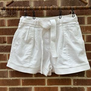 Ryegrass White Dress High Rise Wide Leg Pleated shorts with tie belt Size 16